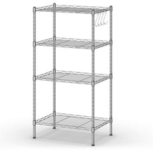 Load image into Gallery viewer, Gymax 4-Wire Shelving Metal Storage Rack Adjustable Shelves w/Removable Hooks Black/Silver