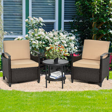 Load image into Gallery viewer, Gymax 3PCS Outdoor Wicker Bistro Set Patio Conversation Furniture Set w/ Cushions