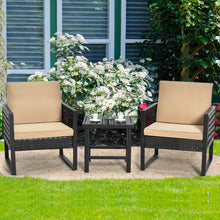 Load image into Gallery viewer, Gymax 3PCS Rattan Outdoor Bistro Set Patio Conversation Furniture Set w/ Cushions