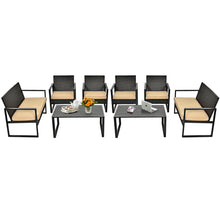 Load image into Gallery viewer, Gymax 8PCS Outdoor Wicker Rattan Furniture Set Patio Conversation Set w/ Cushions