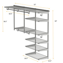 Load image into Gallery viewer, Gymax Custom Closet Organizer Kit 4 to 6 FT Wall-mounted Closet System w/Hang Rod Grey