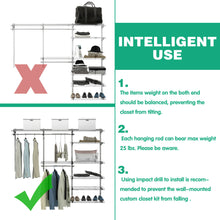 Load image into Gallery viewer, Gymax Custom Closet Organizer Kit 4 to 6 FT Wall-mounted Closet System w/Hang Rod Grey