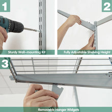 Load image into Gallery viewer, Gymax Custom Closet Organizer Kit 4 to 6 FT Wall-mounted Closet System w/Hang Rod Grey