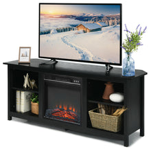 Load image into Gallery viewer, Gymax 58'' 2-Tier Fireplace TV Stand W/18'' Electric Fireplace up to 65'' Black