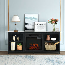 Load image into Gallery viewer, Gymax 58'' 2-Tier Fireplace TV Stand W/18'' Electric Fireplace up to 65'' Black