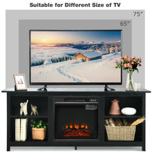 Load image into Gallery viewer, Gymax 58'' 2-Tier Fireplace TV Stand W/18'' Electric Fireplace up to 65'' Black