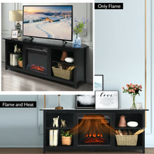Load image into Gallery viewer, Gymax 58'' 2-Tier Fireplace TV Stand W/18'' Electric Fireplace up to 65'' Black