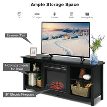 Load image into Gallery viewer, Gymax 58'' 2-Tier Fireplace TV Stand W/18'' Electric Fireplace up to 65'' Black