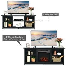 Load image into Gallery viewer, Gymax 58'' 2-Tier Fireplace TV Stand W/18'' Electric Fireplace up to 65'' Black