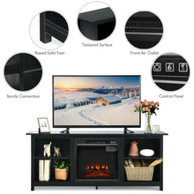 Load image into Gallery viewer, Gymax 58'' 2-Tier Fireplace TV Stand W/18'' Electric Fireplace up to 65'' Black
