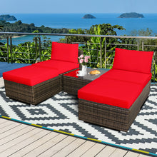 Load image into Gallery viewer, Gymax 5PCS Outdoor Patio Furniture Set w/ Coffee Table Ottoman Red Cushion