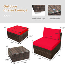Load image into Gallery viewer, Gymax 5PCS Outdoor Patio Furniture Set w/ Coffee Table Ottoman Red Cushion