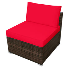 Load image into Gallery viewer, Gymax 5PCS Outdoor Patio Furniture Set w/ Coffee Table Ottoman Red Cushion