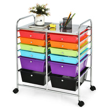 Load image into Gallery viewer, Gymax Office Rolling Cart 12 Storage Drawer Studio Organizer Bins Scrapbook Paper Multicolor