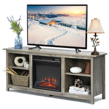 Load image into Gallery viewer, Gymax 58'' 2-Tier Fireplace TV Stand W/18'' Electric Fireplace up to 65'' Grey