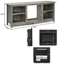 Load image into Gallery viewer, Gymax 58'' 2-Tier Fireplace TV Stand W/18'' Electric Fireplace up to 65'' Grey