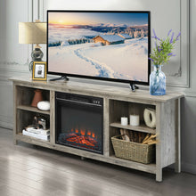 Load image into Gallery viewer, Gymax 58'' 2-Tier Fireplace TV Stand W/18'' Electric Fireplace up to 65'' Grey