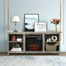 Load image into Gallery viewer, Gymax 58'' 2-Tier Fireplace TV Stand W/18'' Electric Fireplace up to 65'' Grey