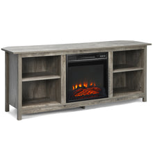 Load image into Gallery viewer, Gymax 58'' 2-Tier Fireplace TV Stand W/18'' Electric Fireplace up to 65'' Grey
