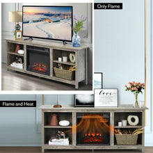 Load image into Gallery viewer, Gymax 58'' 2-Tier Fireplace TV Stand W/18'' Electric Fireplace up to 65'' Grey