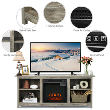 Load image into Gallery viewer, Gymax 58'' 2-Tier Fireplace TV Stand W/18'' Electric Fireplace up to 65'' Grey