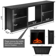 Load image into Gallery viewer, Gymax 70'' 2-Tier TV Fireplace Stand W/22.5'' Electric Fireplace Up to 75'' Black