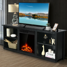 Load image into Gallery viewer, Gymax 70'' 2-Tier TV Fireplace Stand W/22.5'' Electric Fireplace Up to 75'' Black
