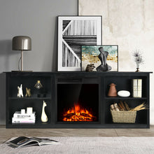 Load image into Gallery viewer, Gymax 70'' 2-Tier TV Fireplace Stand W/22.5'' Electric Fireplace Up to 75'' Black