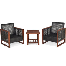 Load image into Gallery viewer, Gymax 3PCS Rattan Wicker Patio Conversation Set Outdoor Furniture Set w/ Turquoise Cushion
