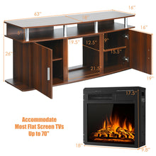 Load image into Gallery viewer, Gymax 63'' Fireplace TV Stand W/18'' 1500W Electric Fireplace up to 70'' Walnut