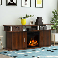 Load image into Gallery viewer, Gymax 63'' Fireplace TV Stand W/18'' 1500W Electric Fireplace up to 70'' Walnut