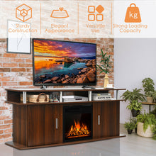 Load image into Gallery viewer, Gymax 63'' Fireplace TV Stand W/18'' 1500W Electric Fireplace up to 70'' Walnut