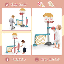 Load image into Gallery viewer, Gymax 3-in-1 Basketball Stand Set w/ Soccer & Roller Adjustable Height