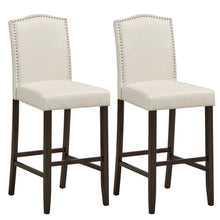 Load image into Gallery viewer, Gymax Set of 2 Nailhead Bar Stools 29'' Bar Height with Rubber Wood Legs Beige