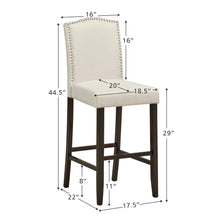 Load image into Gallery viewer, Gymax Set of 2 Nailhead Bar Stools 29'' Bar Height with Rubber Wood Legs Beige