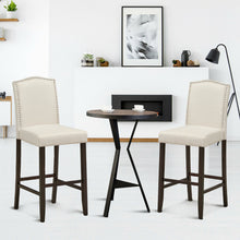 Load image into Gallery viewer, Gymax Set of 2 Nailhead Bar Stools 29'' Bar Height with Rubber Wood Legs Beige