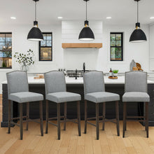Load image into Gallery viewer, Gymax Set of 4 Nailhead Bar Stools 29'' Bar Height with Rubber Wood Legs Grey