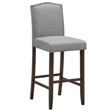 Load image into Gallery viewer, Gymax Set of 4 Nailhead Bar Stools 29'' Bar Height with Rubber Wood Legs Grey