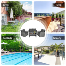 Load image into Gallery viewer, Gymax 4PCS Patio Rattan Conversation Set Outdoor Furniture Set w/ Grey Cushions
