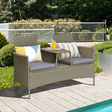 Load image into Gallery viewer, Gymax Patio Rattan Loveseat Outdoor 2-Person Conversation Set w/ Built-in Table