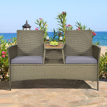 Load image into Gallery viewer, Gymax Patio Rattan Loveseat Outdoor 2-Person Conversation Set w/ Built-in Table