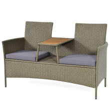 Load image into Gallery viewer, Gymax Patio Rattan Loveseat Outdoor 2-Person Conversation Set w/ Built-in Table