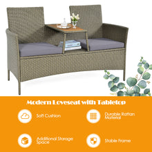 Load image into Gallery viewer, Gymax Patio Rattan Loveseat Outdoor 2-Person Conversation Set w/ Built-in Table