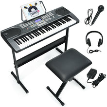 Load image into Gallery viewer, Gymax Sonart 61-Key Electronic Keyboard Piano Starter Set w/Stand Bench Headphones