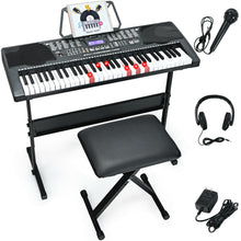 Load image into Gallery viewer, Gymax Sonart 61-Key Electronic Keyboard Piano w/Lighted Keys Stand Bench Headphone