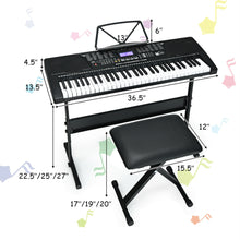 Load image into Gallery viewer, Gymax Sonart 61-Key Electronic Keyboard Piano w/Lighted Keys Stand Bench Headphone