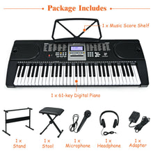 Load image into Gallery viewer, Gymax Sonart 61-Key Electronic Keyboard Piano w/Lighted Keys Stand Bench Headphone
