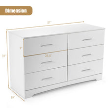 Load image into Gallery viewer, Gymax 6 Drawer Double Dresser Chest of Drawers Storage Cabinet Organizer White