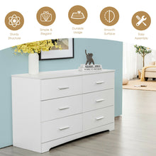 Load image into Gallery viewer, Gymax 6 Drawer Double Dresser Chest of Drawers Storage Cabinet Organizer White