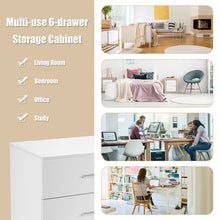 Load image into Gallery viewer, Gymax 6 Drawer Double Dresser Chest of Drawers Storage Cabinet Organizer White